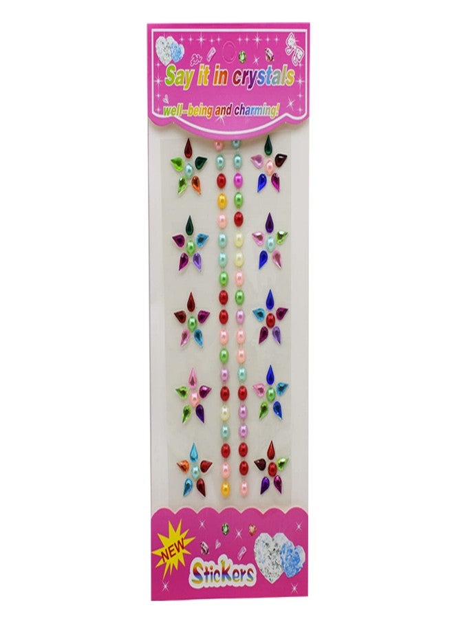 Asera Self-Adhesive Multicolor Stone Pearl Stickers for Art and Craft Activity (Set of 12) - Image 2